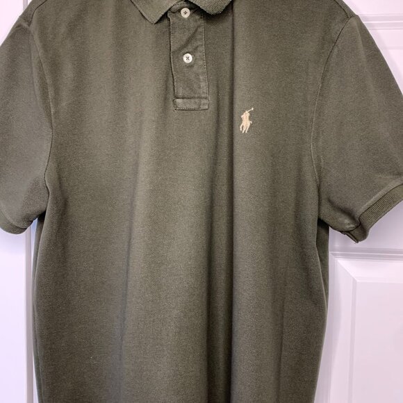 Polo Ralph Lauren Mens Dark Khaki Cotton Polo Shirt - Picture 1 of 10
